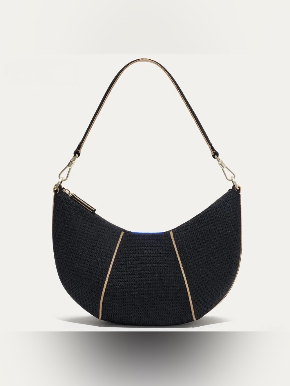 Rothy's The Crescent Bag Black/Brown with Detachable Strap, NEW WITH TAG